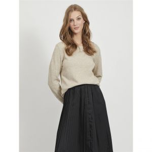 Vila Pull Col Rond à Manches Longues Ril M Natural Melange