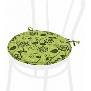Coussin pour Chaise Rond Doux Universel Lacets de fixation Lavable Housses de Chaise Fleurì - Vert
