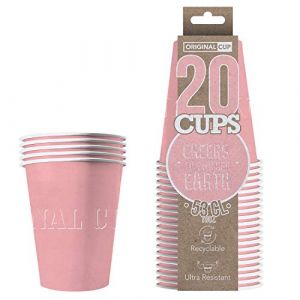 Original Cup 20 Gobelets en carton - Recyclables - 53 cl - Couleur Rose Pastel