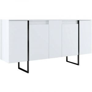 Dmora - Buffet Betel, Buffet du salon, Commode de salon, Garde-manger de cuisine, 160x35h80 cm, Blanc et Noir, avec emballage renforcé