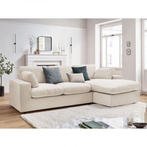 Bobochic Canapé d'angle fixe réversible compact BELAIR Beige