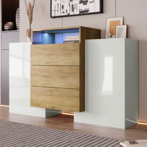 Lit coffre 180x200 CM/Lit avec tiroirs-LED+3 tiroirs de rangement-minimaliste / &eacute;pur&eacute;-gris