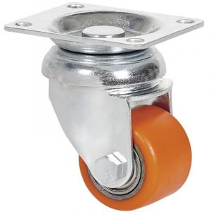 Alex Roue Pivotante Avec Plaque, Roulement &agrave; Billes, Couleur Orange, Charge Max. 100 Kg, 3,5 Cm