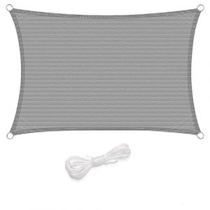 Woltu Voiles d'ombrage rectangulaire 3x5m en HDPE Protection Solaire Anti 85% UV pour Jardin terr e Camping Gris Clair