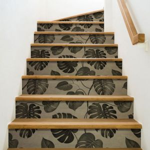 Plage 3 Stickers adhésifs Contremarche Monstera, beige & vert, 100 cm x 19.5 cm