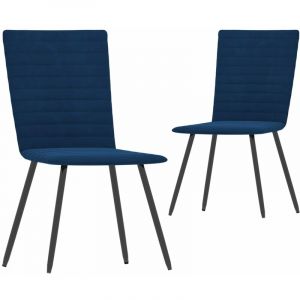 D&eacute;coshop26 Lot de 2 chaises de salle &agrave; manger cuisine design moderne velours bleu - bleu