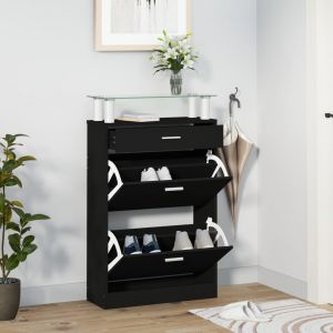 VidaXL Armoire à chaussures Noir 63x24x104 cm Bois d'ingénierie