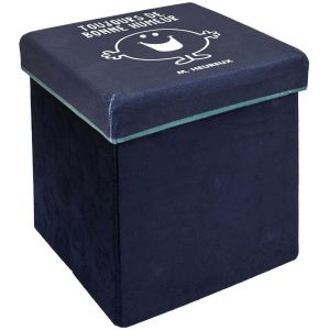 Pouf & Coffre Enfant "monsieur ureux" 30cm Bleu Prix