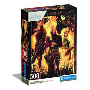 Clementoni House of The Dragon – 500 pièces, Poster Inclus, Puzzle série TV, Divertissement pour Adultes, fabriqué en Italie, 35548, Multicolore