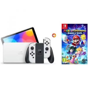 Nintendo Switch Oled Blanche + Mario Et The Lapins Cretins Sparks Of Hope