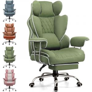 Chaise Gaming, Ergonomique Fauteuil de Bureau avec Support Lombaire à Ressorts ensachés, Siège Large avec Accoudoirs Souple et Repose-Pieds, Réglable