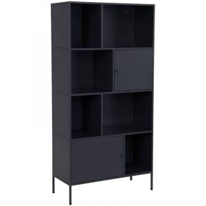 Buffet. meuble de rangement industriel m&eacute;tal noir 8 compartiments. L 80 x P 35 x H 160.5cm - Oklahoma