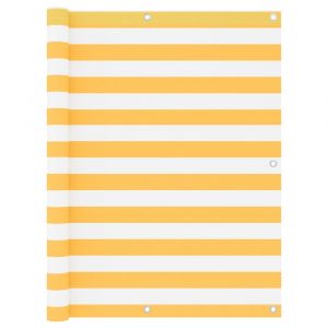 Écran de balcon brise pare vue protection confidentialité 120 x 500 cm tissu oxford blanc et jaune 02_0010076