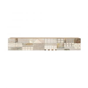 Meuble TV suspendu avec 2 portes blanc et marron clair, L 180 cm