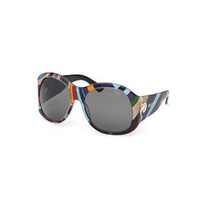 Emilio Pucci Femme EP0233 99A Lunettes de soleil Ac&eacute;tate Fantaisie Fum&eacute;e G&eacute;om&eacute;trique Normale