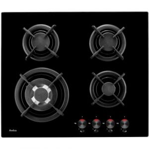 Amica Plaque Gaz 1106132 Pose Libre Sécurité De Flamme 230V 4 Zones Acier Inoxydable Noir