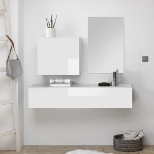 Calicosy Console suspendue avec rangement mural et miroir Infinity - L130 cm