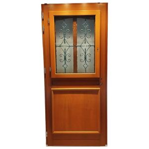 Porte D'Entree Bois Vitree, Vauban, H,215Xl,90 P, Droit + Poignée Et Barillet Cotes (Ref 010403Rfp) Tableau