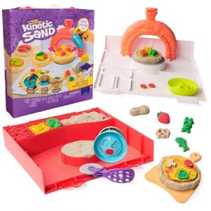 Kinetic Sand Sable Magique - Atelier À Pizza Magique 453 G + 2 Accessoires - Sculptez à l'Infini ce Sable Coloré comme de la Pâte à Modeler - Jouet Sensoriel - Jouet Enfant 5 Ans Et +
