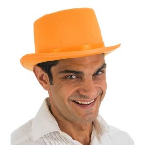 Ruedelafete Chapeau Haut de Forme satiné ajustable, Orange