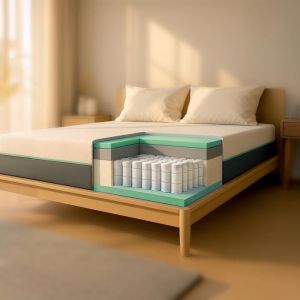 The White Stone Matelas 160 x 200 cm Ressorts Ensach&eacute;s et M&eacute;moire de Forme Hauteur 25 cm Anti-allergique, Respirant, D&eacute;houssable Fabriqu&eacute; en Italie