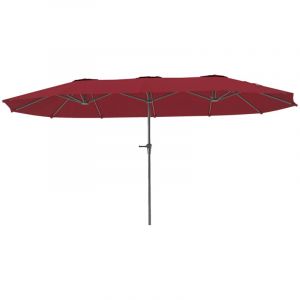 Outsunny Parasol de jardin double - 4 x 2,2 x 2,3 m - rectangulaire - ouverture fermeture manivelle - toile 180g/m&sup2; - rouge vineux