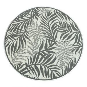 Image de Tapis d'extérieur rond en polypropylène D150 cm Végétal Gris Gris