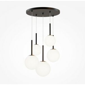 Suspension &agrave; 5 globes en verre et m&eacute;tal noir 180 cm Basic form - Maytoni