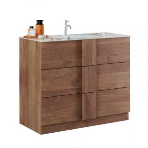 Meuble sur pieds ROMA - 3 tiroirs - 82 x 86 x 47 cm - bois foncé