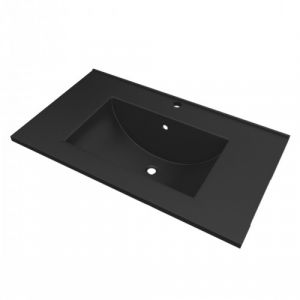 Aurlane Vasque encastrée - simple - 80 cm - céramique noire satinée - Timber