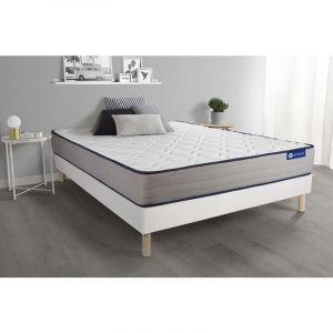 Ensemble sommier matelas 160x200 Actimemo form Mémoire de forme 22 cm Ferme sommier kit Blanc