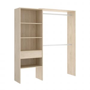 Armoire Dgarut, Structure pour dressing, Portemanteau ouvert, 160x40h187 cm, Blanc