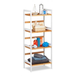 Relaxdays Etagère de bain, Etagères pour cosmétique, et ustensiles, Etagère de bambou,différentes Tailles, blanc/naturel -