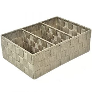 Vacchetti Tiroir en Polyester Taupe &agrave; 3 Compartiments, Multicolore, Moyen