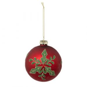 Atmosphera Créateur d'intérieur - Boule de Noël en Verre Houx 10cm Rouge