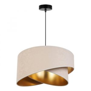 Lampe Suspendu Plafond Lustre Abat-Jour Doré Velours Élégant Glamour