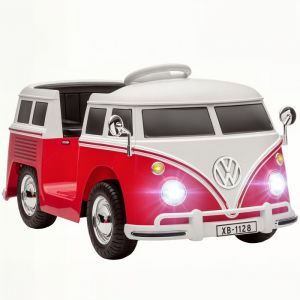 Voiture électrique enfant - AIYAPLAY - Volkswagen T1 sous licence officielle - 12 V avec 2 moteurs, démarrage doux - rouge