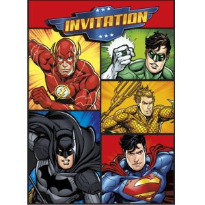 Unique Industries Inc Generique - 8 Cartes d'invitation et enveloppes Justice League