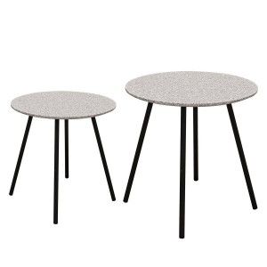 Lot de 2 Tables d'Ap Design "Pluton" 48cm Gris Prix