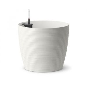 Poetic Pot Casa Cosy rond blanc - &Oslash;29,8 x H 26,5 cm 12,6L avec r&eacute;serve d'eau