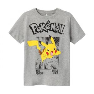 name it Nkmnoisi Pokemon SS Top Noos Bfu T-Shirt, Gris, 134-140 cm Garçon