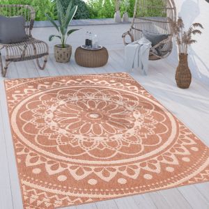 Tapis Exterieur Terrasse Salon Cuisine Motif Oriental Marocain Moderne Ethnique 80x150 cm, Abricot - Paco Home