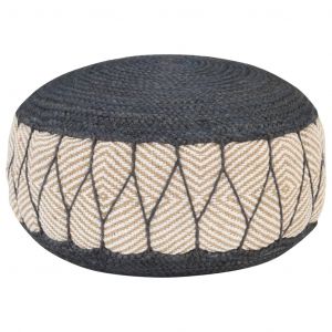 Image de VidaXL Pouf tissé/tricoté Jute Coton 50 x 30 cm Bleu