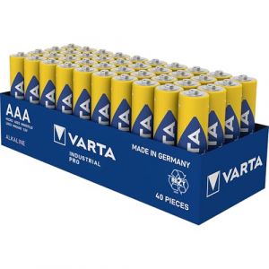 Varta Piles alcalines, micro, AAA, LR03, 1,5 V Industrial Pro, plateau (paquet de 40)