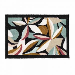 Douceur D'int&eacute;rieur - Tapis antid&eacute;rapant - 40x60 cm - Feuillage graphique et color&eacute; Noir - Noir