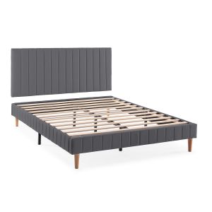 Sommier + tête de lit Eris 140x190 cm Gris foncé