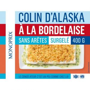 Monoprix Colin d'Alaska &agrave; la Bordelaise sans ar&ecirc;tes, surgel&eacute;s