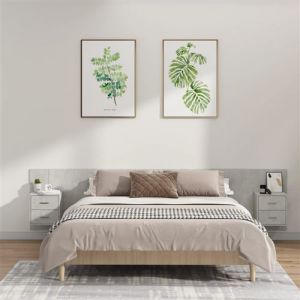 VidaXL Tête de lit avec armoires Gris béton Bois d'ingénierie