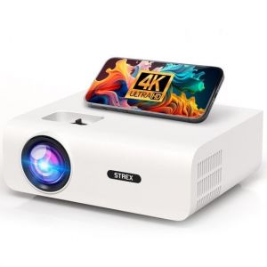 Mini-projecteur/projecteur Strex, 1080P Full HD, 15000 lumens, diffusion sans fil, WiFi, Bluetooth, blanc