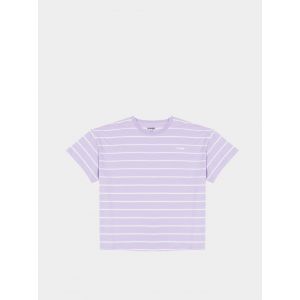 WRANGLER T-shirt femme - rayé, coton, taille L, lavande/blanc - coupe oversize, longueur 62 cm, largeur 55 cm